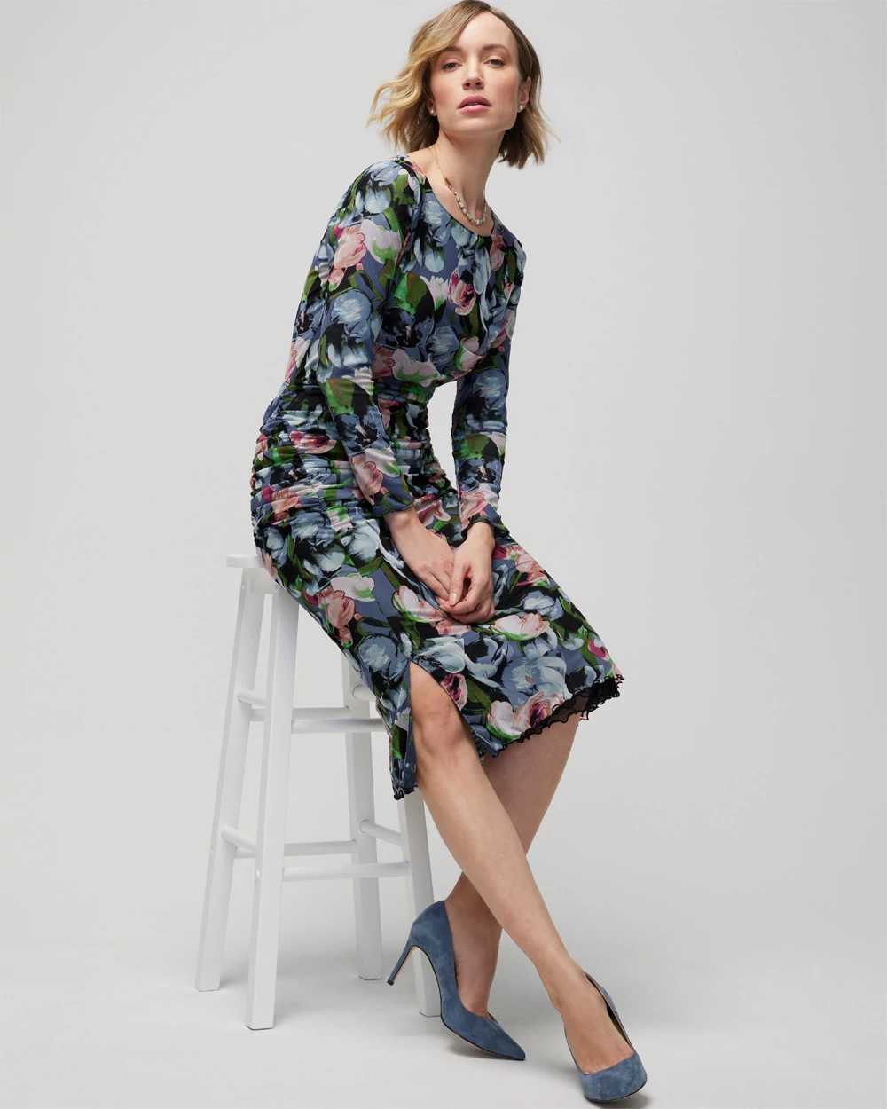 Long Sleeve Reversible Mesh Sheath Dress